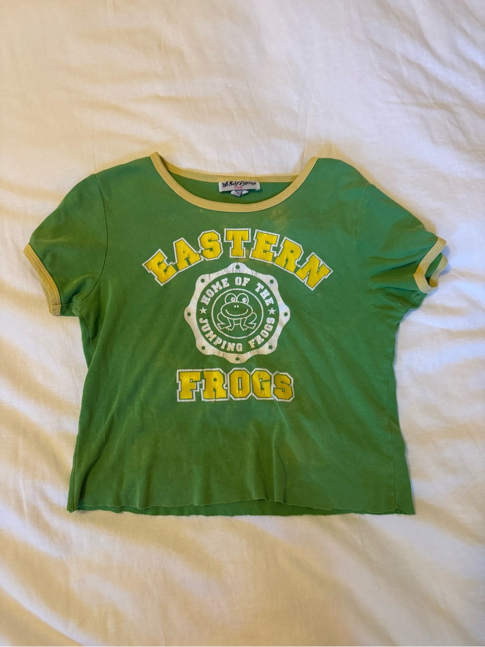 Self Esteem Green Eastern Frogs Graphic Ringer Tee with Yellow Trim